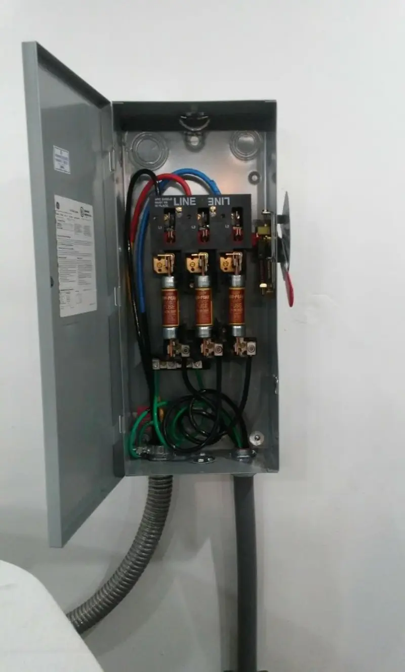 Three-phase disconnect switch installed for Smoke Detector Installation in Yorkville